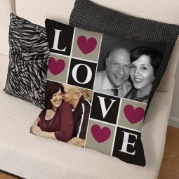 Love Photo Collage Throw Pillow